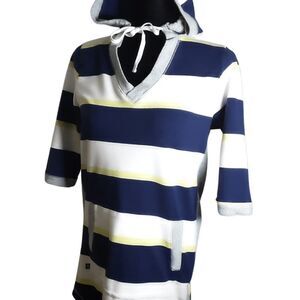 SIMPLY VERA Top Striped‎ Summer Hoodie EUC Sz S